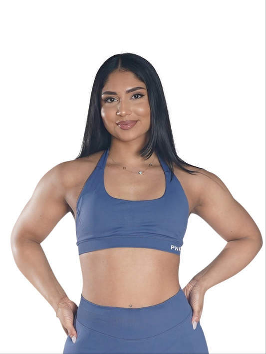 PNX - Nova Halter Neck Sports Bra - Cool Blue